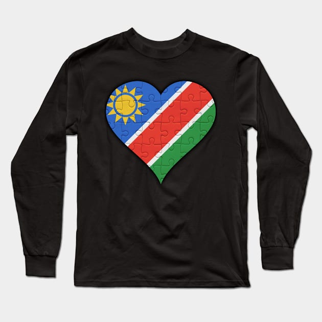 Namibian Jigsaw Puzzle Heart Design - Gift for Namibian With Namibia Roots Long Sleeve T-Shirt by Country Flags